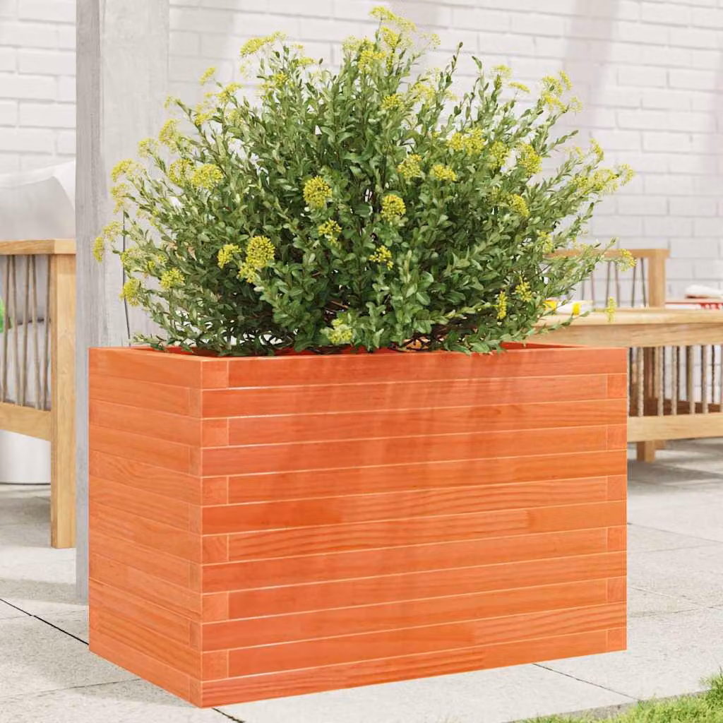 Fioriera da giardino vidaXL in legno di pino massello, colore marrone e arancione, L: 70 cm, P: 40 cm, H: 45,5 cm