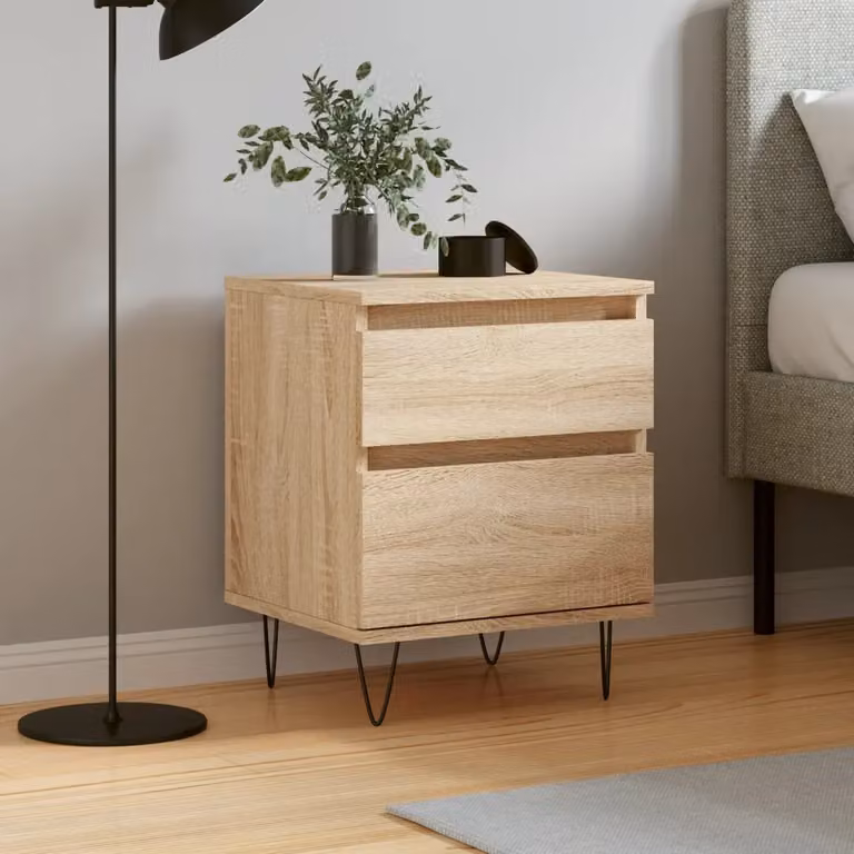Comodino vidaXL in Rovere Sonoma e Legno Multistrato, L 40 cm x P 35 cm x H 50 cm