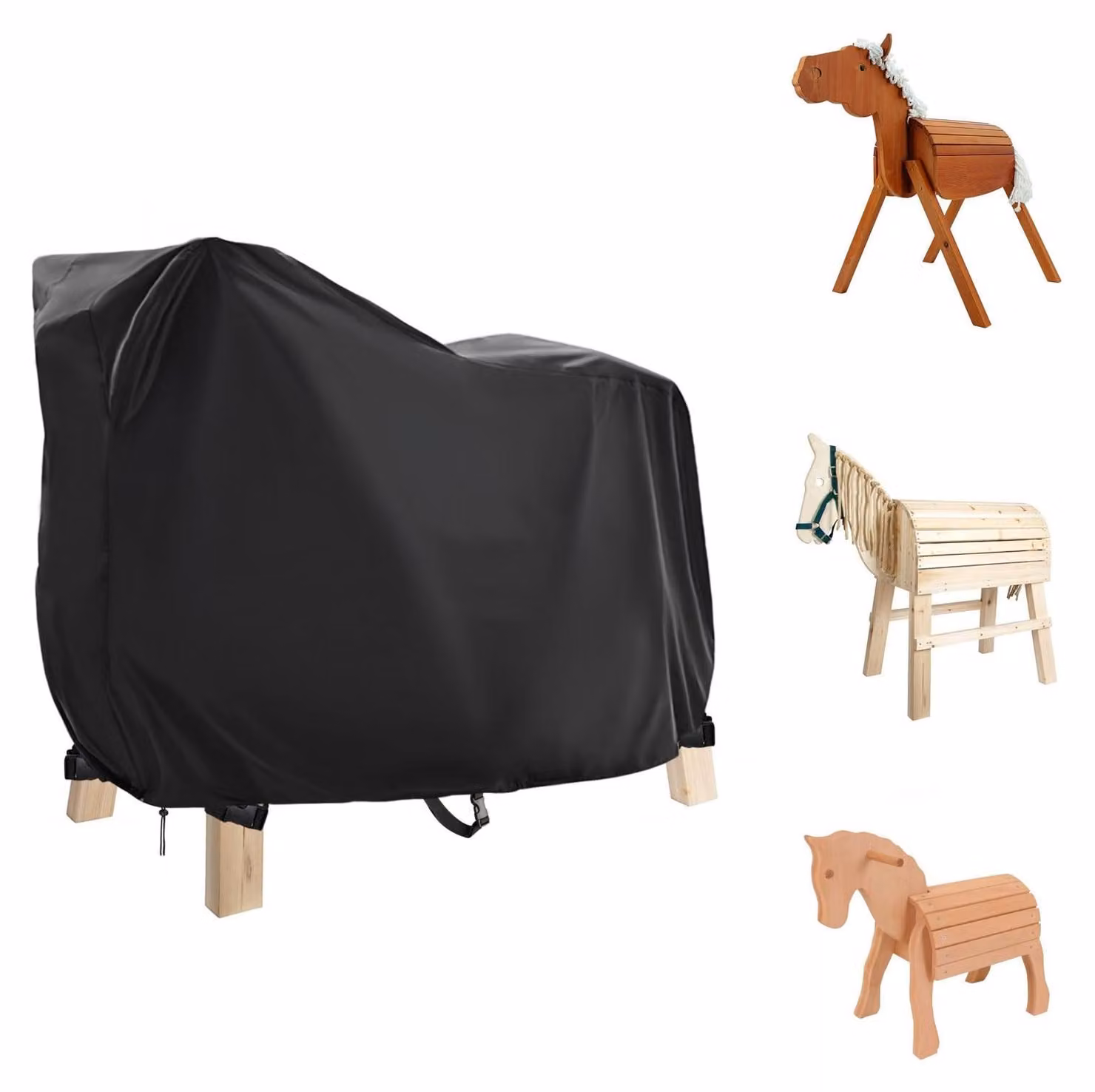 Telo protettivo impermeabile per cavalli di legno, con cordino e fibbia - 140 x 100 x 130 cm