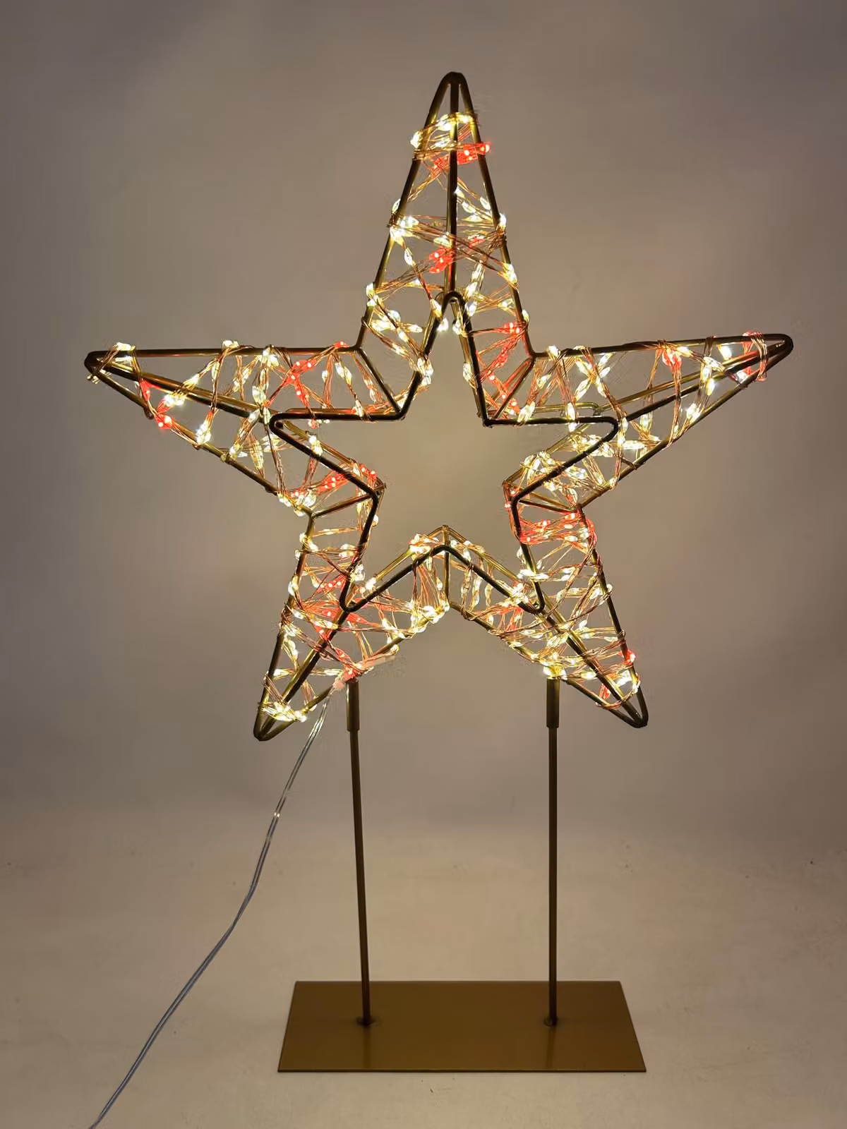Luci a LED posteriori, 45 cm, 500 lumen, luce rossa/bianca calda, con timer, alimentazione a corrente, colore oro