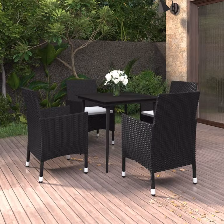 Maison Exclusive - Set da pranzo da giardino a 5 pezzi con cuscini in rattan sintetico e vetro