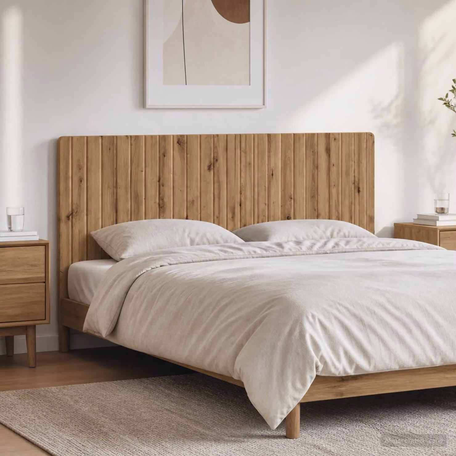 Testiera da muro vidaXL ZWOLLE in legno ingegnerizzato color rovere con ripiano integrato e scomparti laterali