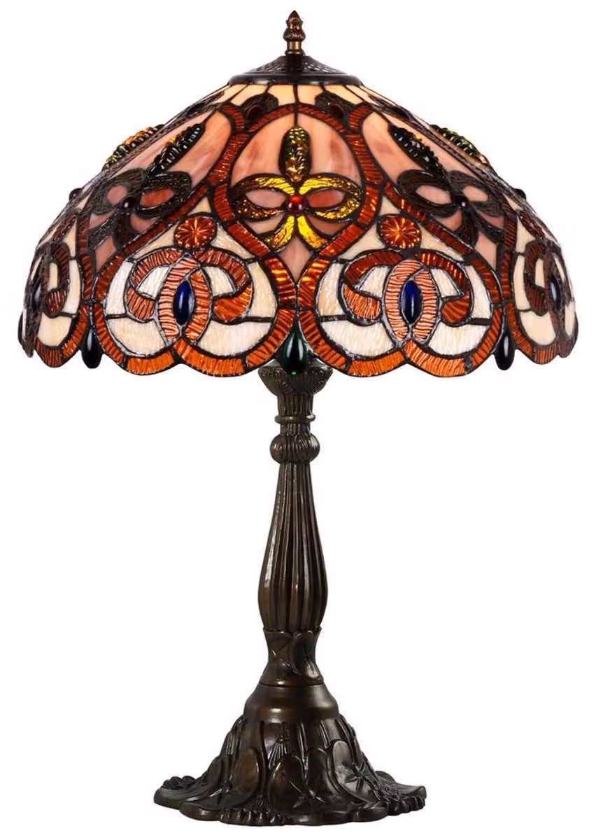 Casa Padrino Lampada da tavolo Tiffany Multicolore Ø 42 x H. 60 cm - Lampada da tavolo per il soggiorno
