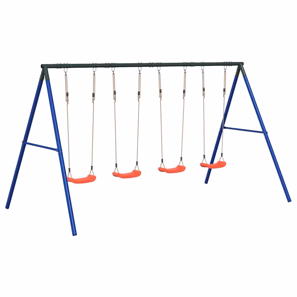 Set di 4 altalene da esterno vidaXL regolabili in altezza in metallo e plastica, disponibili nei colori blu, verde e rosso – 2