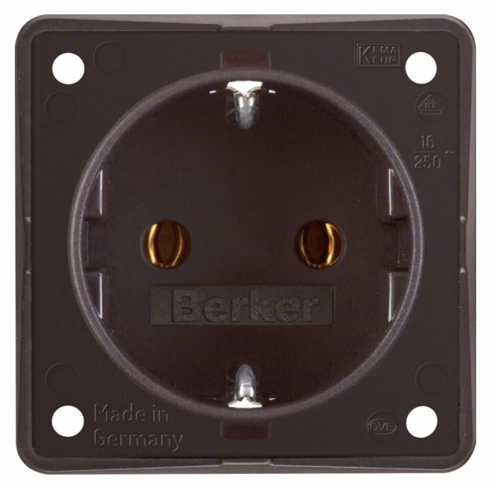 Berker 947782501 Presa SCHUKO marrone, inserti integrali opachi