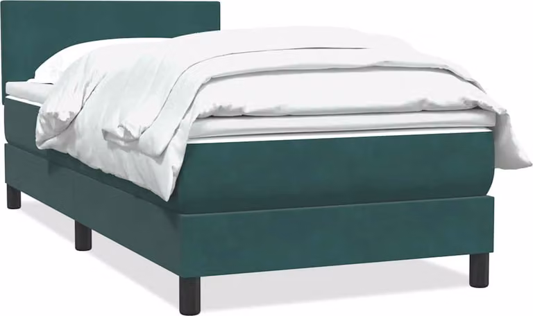 Giroletto a Molle con Materasso Verde Scuro 80x220 cm Velluto