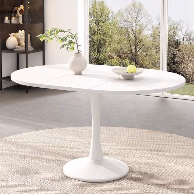 Tavolo da Pranzo Ovale Allungabile ¨C MINIMAL ¨C Bianco 100/140x100x75 cm