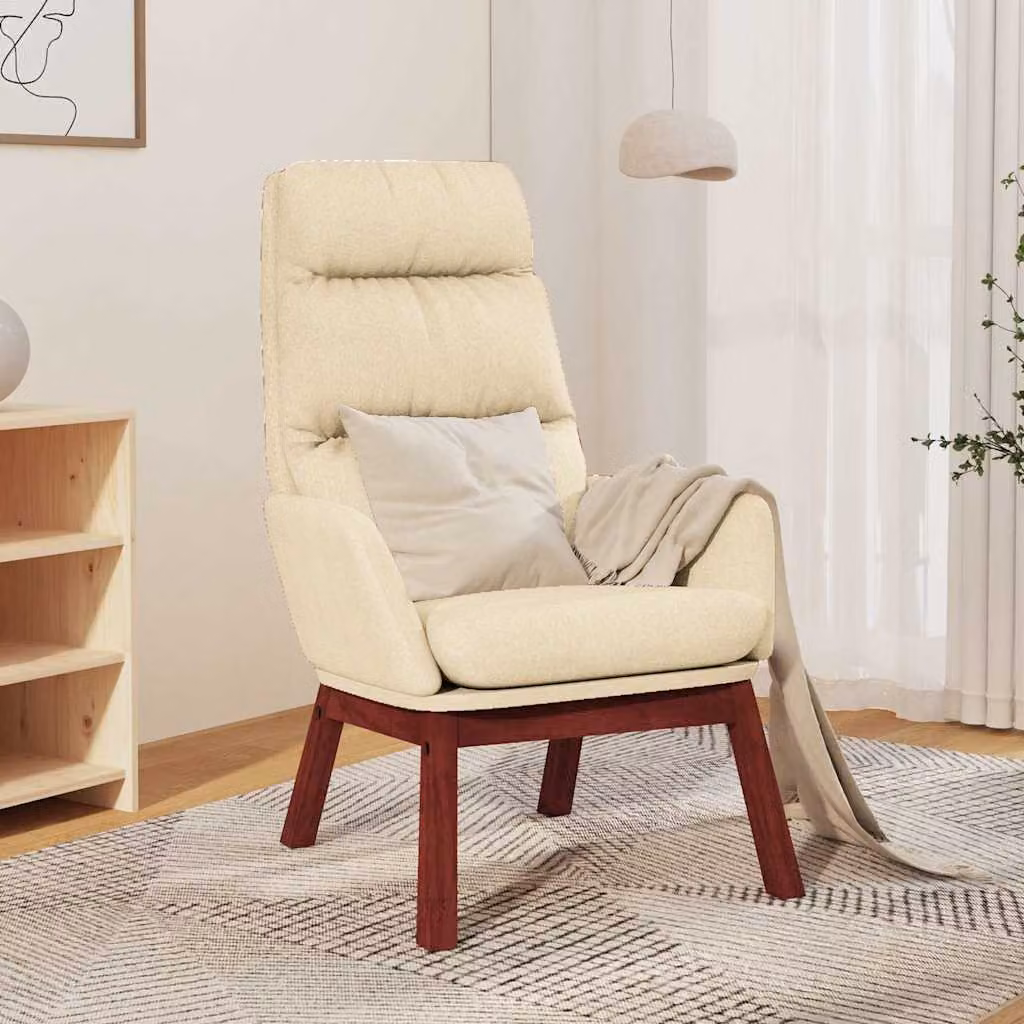 Sedia Relax vidaXL in tessuto beige con braccioli e struttura mista per soggiorno