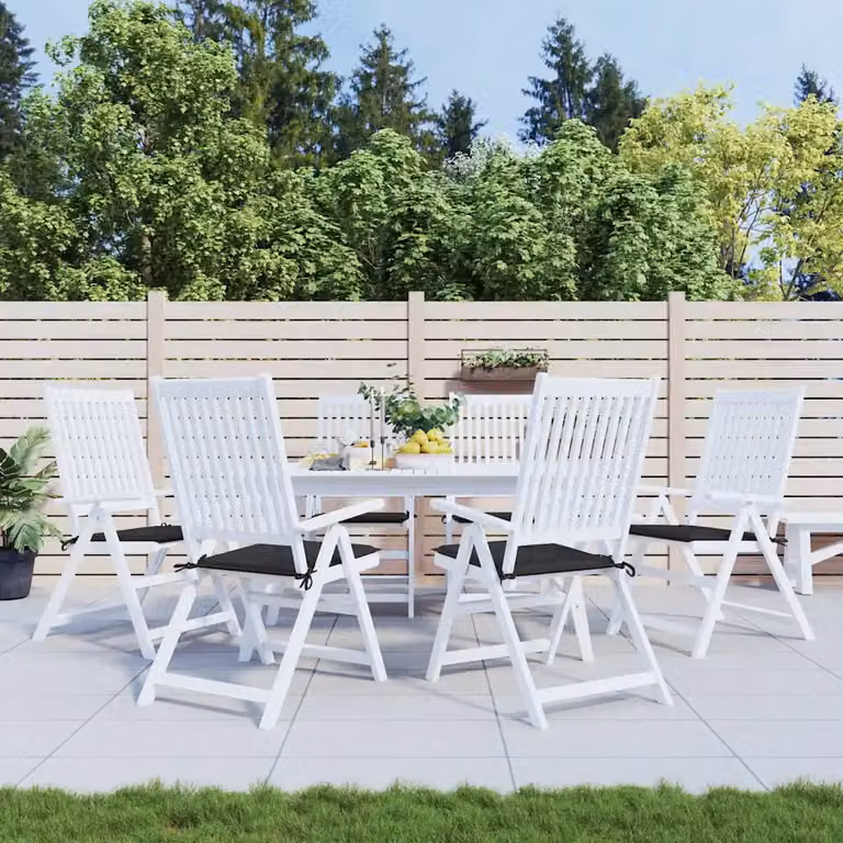 Set di 6 cuscini per sedia quadrati vidaXL in tessuto Oxford nero, traspiranti e idrorepellenti, L/P/H: 50 x 50 x 3 cm