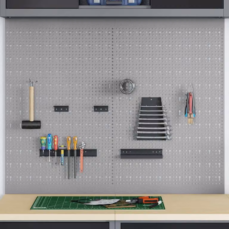 Set di 2 pannelli per attrezzi vidaXL in acciaio grigio L: 100 cm, H: 80 cm