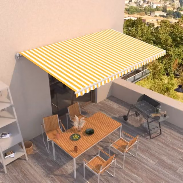 Tenda da sole retrattile manuale Videx in alluminio e poliestere, L: 500 cm, P: 300 cm, colore giallo e bianco