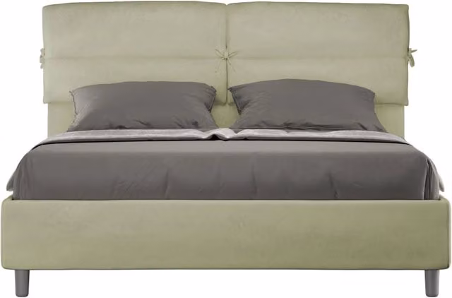 BS COM Letto matrimoniale senza rete imbottito 160x190 microfibra tè verde