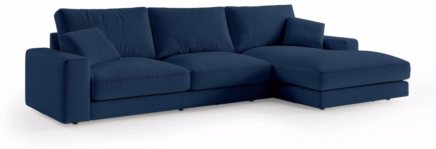Divano angolare Harvesty, lato destro, colore blu notte
