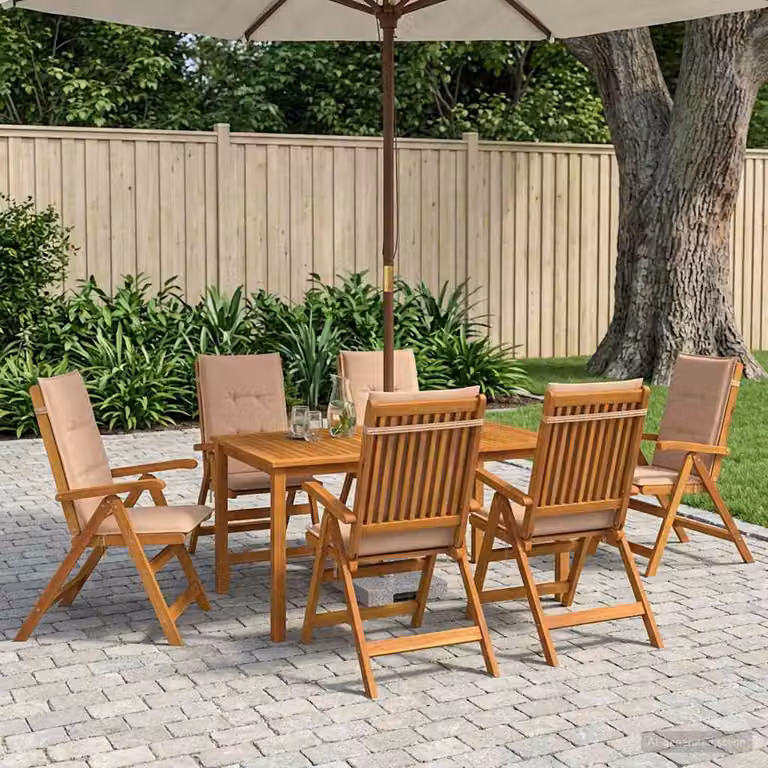 Set da pranzo da giardino vidaXL in legno di acacia naturale composto da 7 pezzi