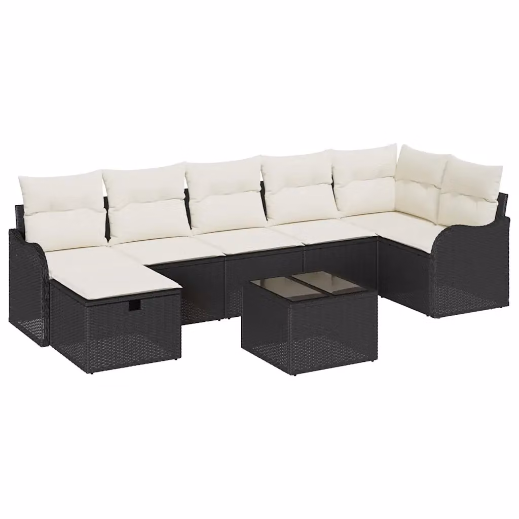Set Divano da Giardino vidaXL a L con Cuscini 8 Pezzi in Rattan e Metallo Nero – 2