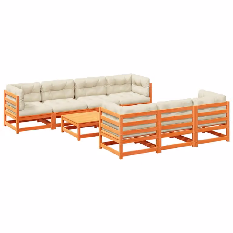 Maison Exclusive - Set Divani Giardino 8 pz con Cuscini Marrone Cera Massello Pino