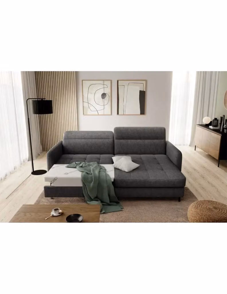 Divano ad angolo con funzione letto MEUBLORAMA collezione GOUMSI colore Grigio, L/P/H: 228 x 165 x 128 cm – 2