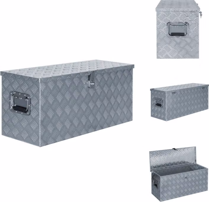vidaXL Cassetta in alluminio 90,5×35×40 cm Argento - Cassette per attrezzi
