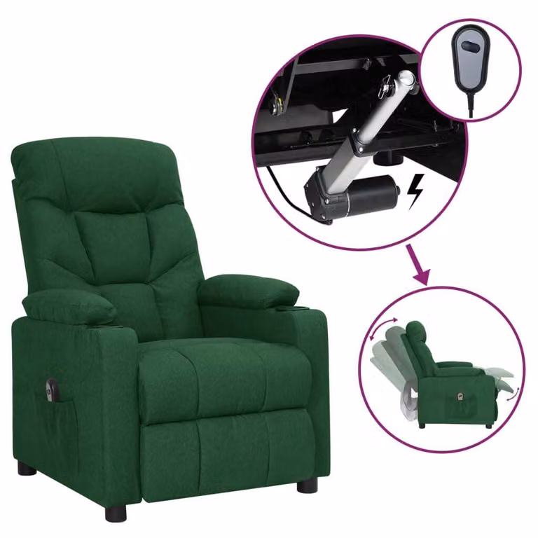 Maison Exclusive - Poltrona relax elettrica in tessuto verde scuro