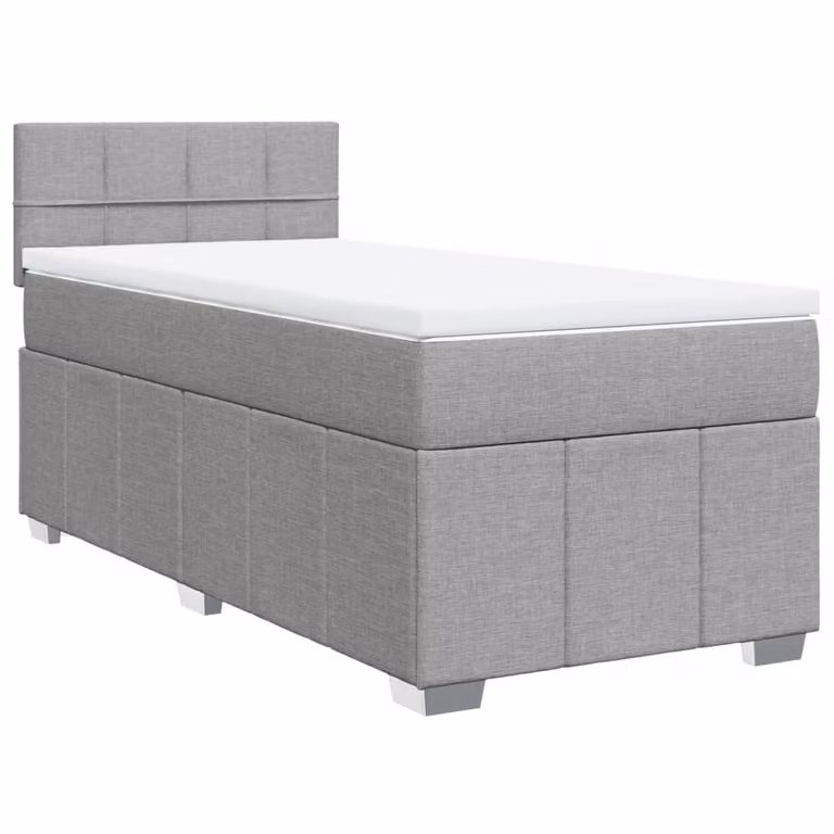 Giroletto a Molle con Materasso Grigio Chiaro100x200 cm Tessuto