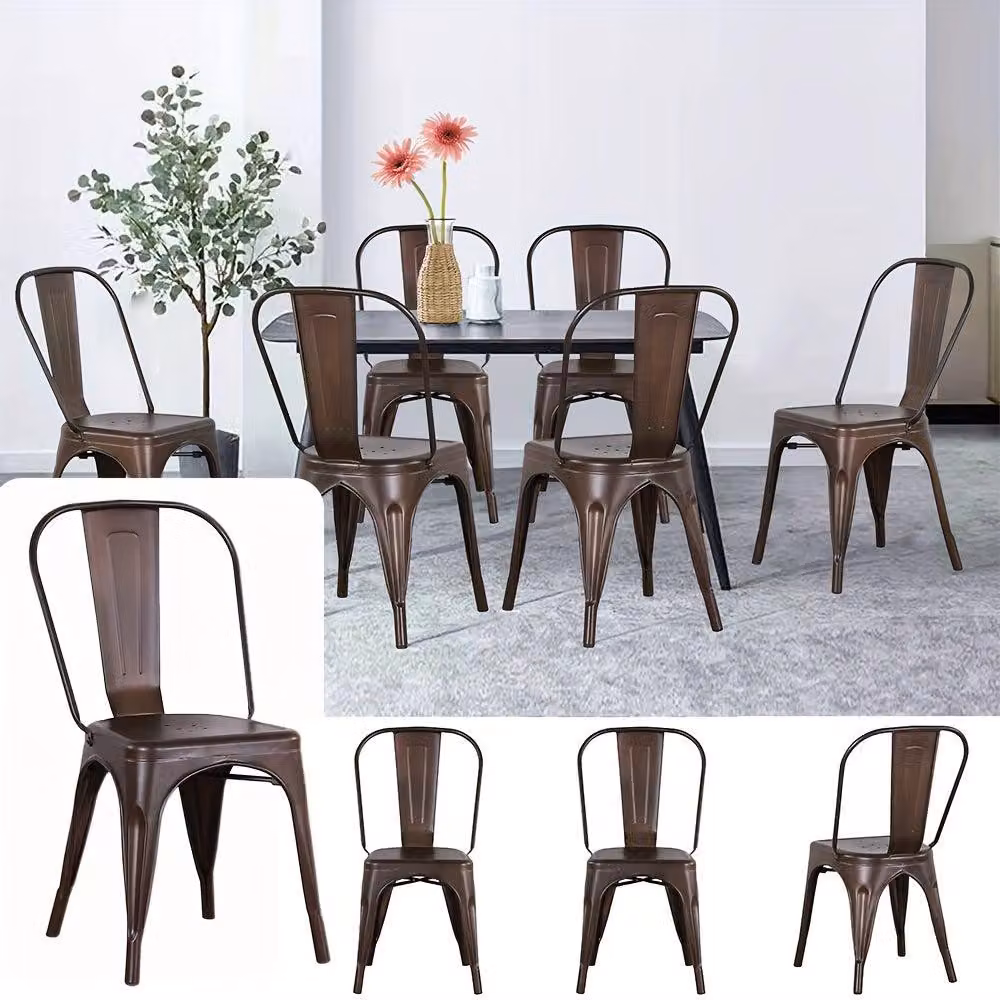 Set di 4 sedie in metallo - Sedie da pranzo in stile industriale con schienale removibile, ideali per cucina e bar