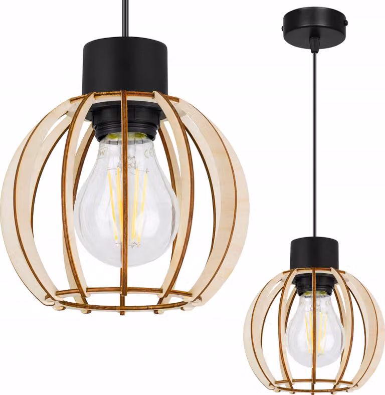 Moderna Lampada A Sospensione A Led In Legno