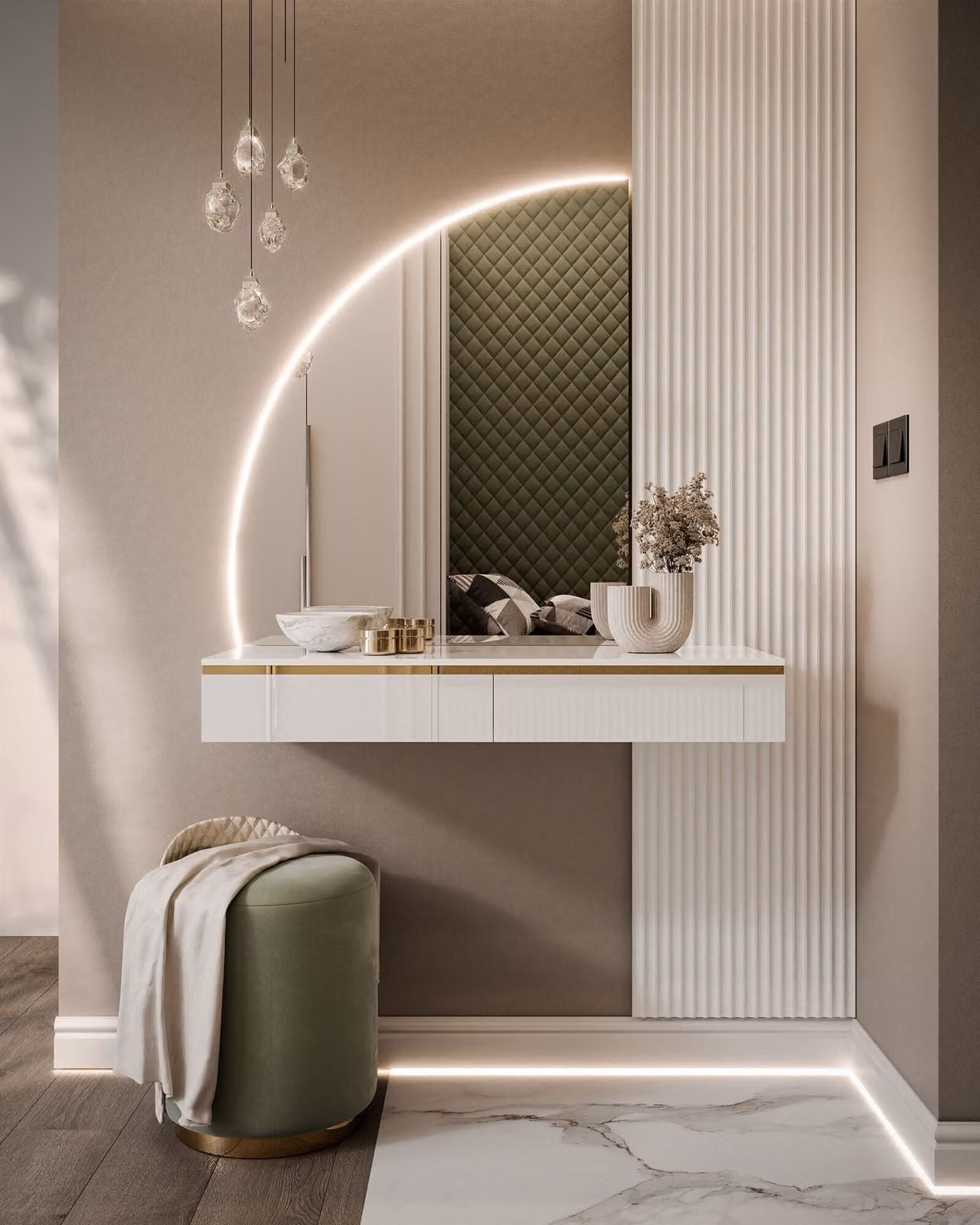 AURORA-Q specchiera da bagno sospesa con specchio, bianco lucido, versione: sinistra