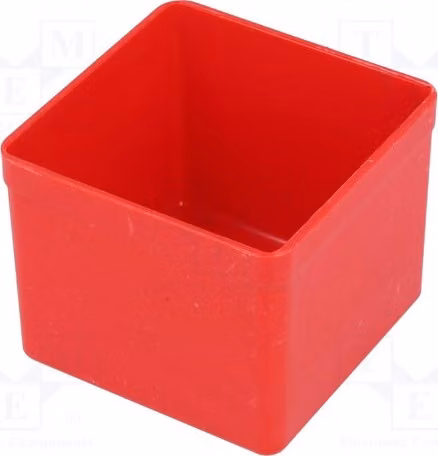 5 contenitori: per cassette da 54x54x45 mm, in polistirolo, di colore rosso