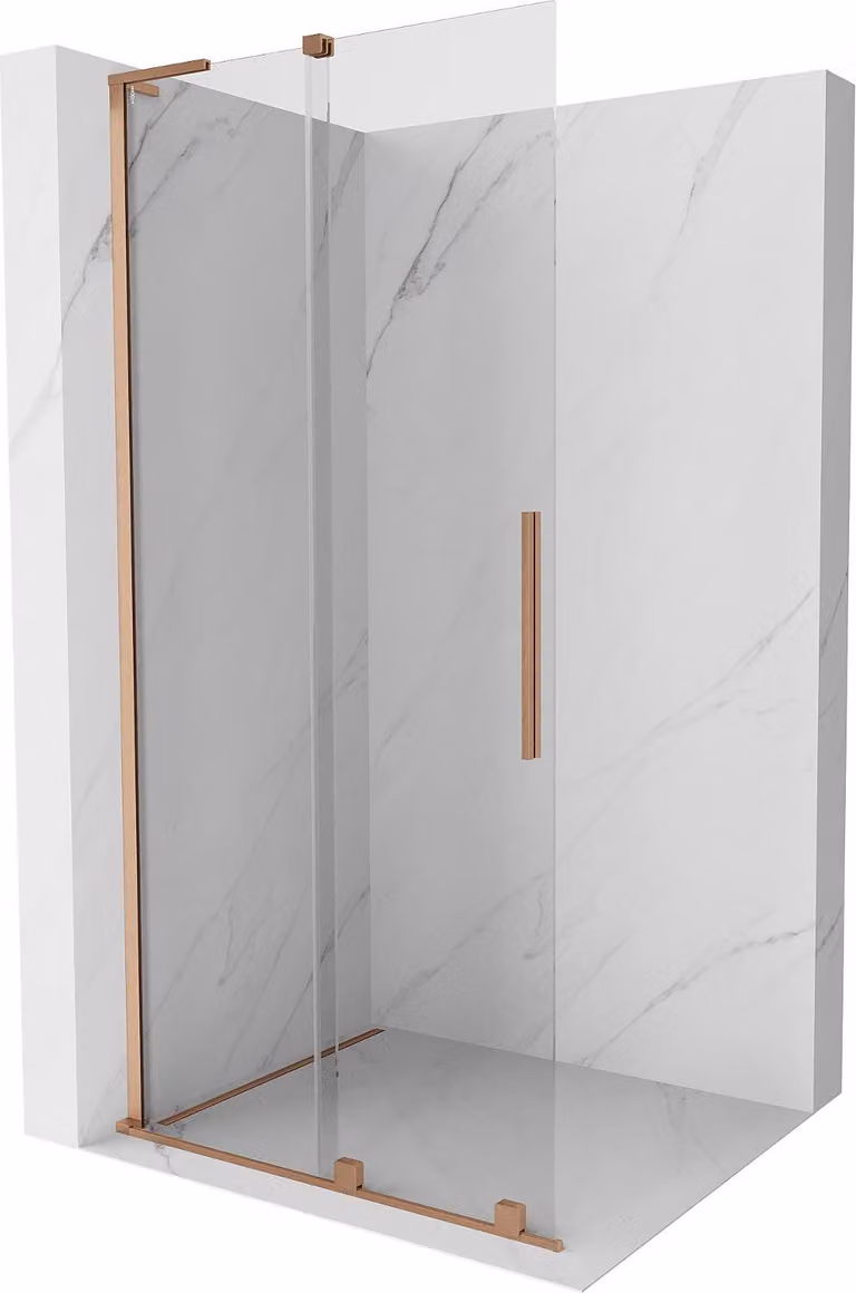 Mexen Velar L Pannello Doccia Scorrevole Walk-in 90 x 200 cm, trasparente 8 mm, rame spazzolato - 871-090-003-03-65