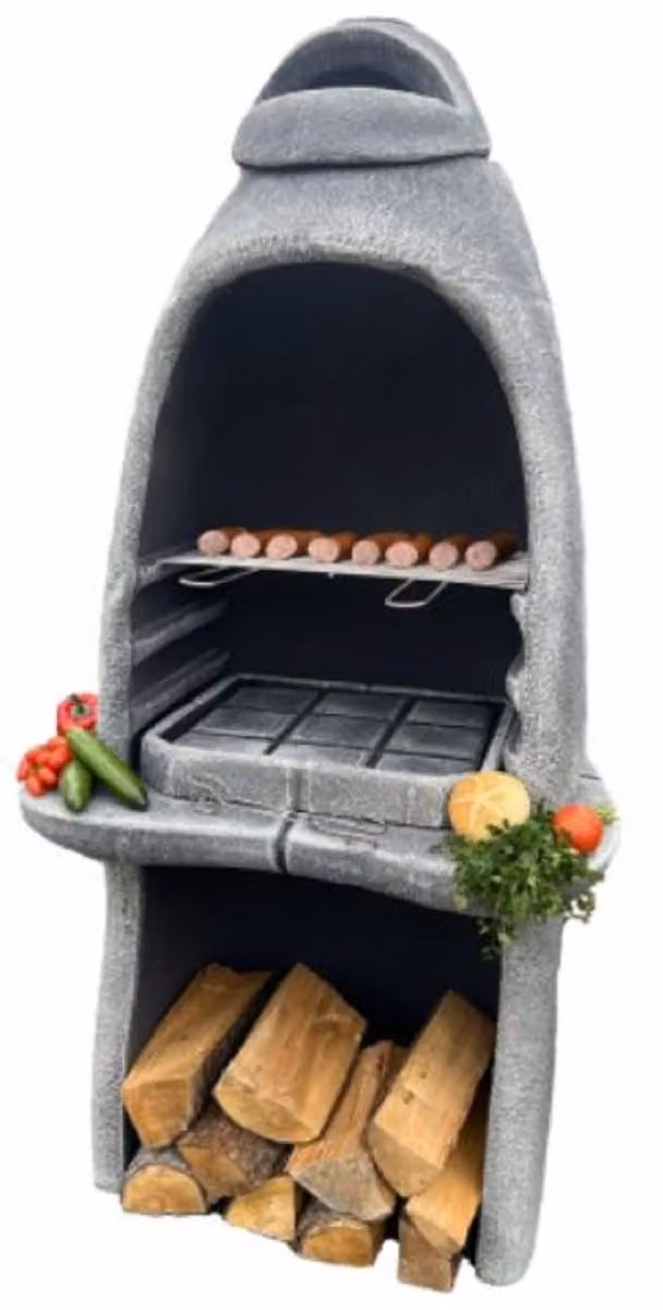 Casa Padrino Luxury Concrete Garden Grill Grigio 156 x 61 x H. 223 cm