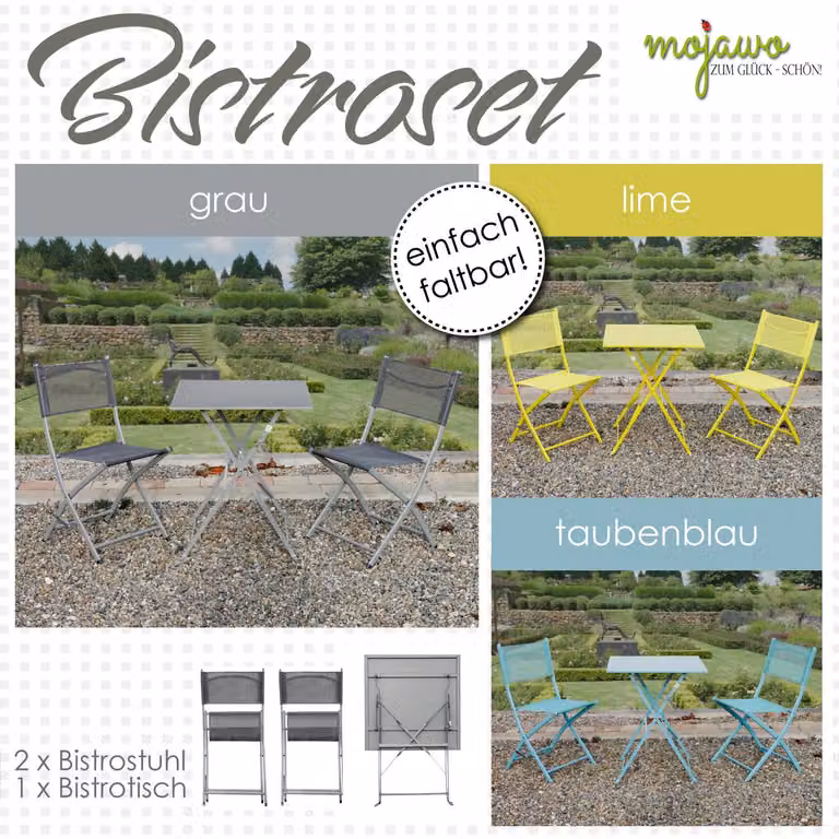 set bistrot da 3 pezzi Set di mobili da giardino mobili da esterno balcone pieghevole selezione di colori