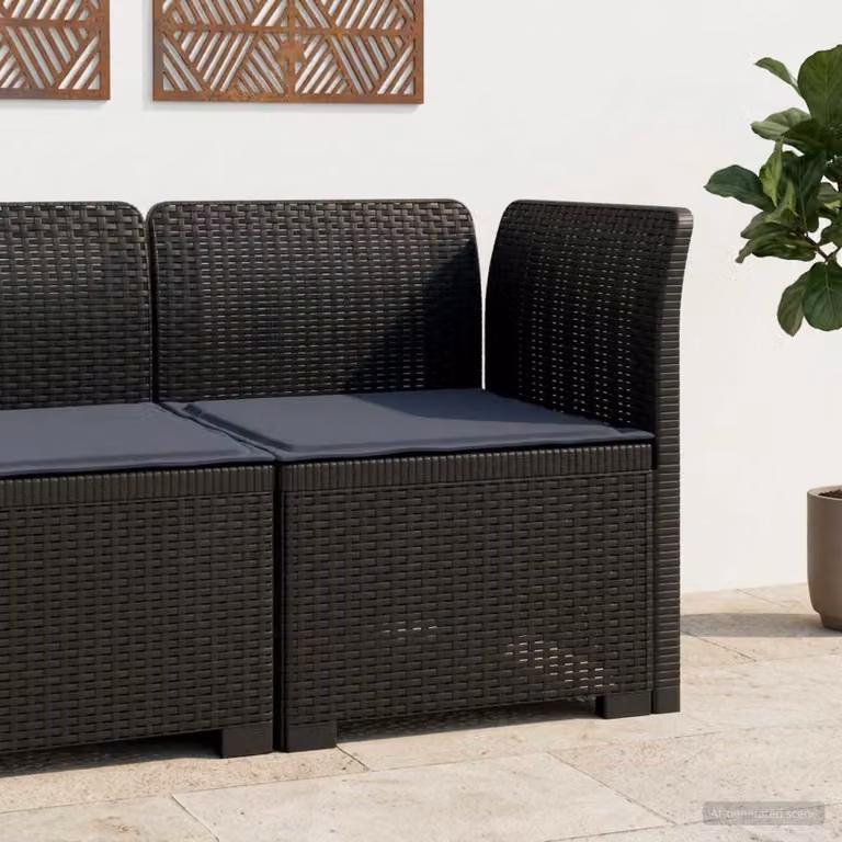Divano da giardino singolo vidaXL con cuscino in aspetto rattan color antracite