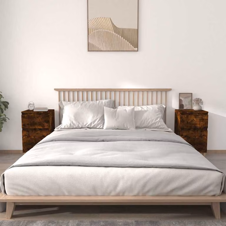 Set di 2 comodini vidaXL in legno Rovere Fumo, design moderno per camera da letto, L 40 cm x P 35 cm x H 70 cm