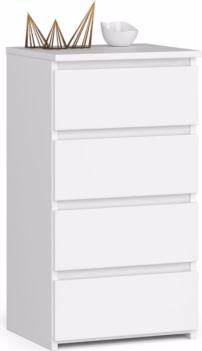 Comò Classico Bianco CL4 con 4 Cassetti per Elegante Organizzazione e Facile Montaggio