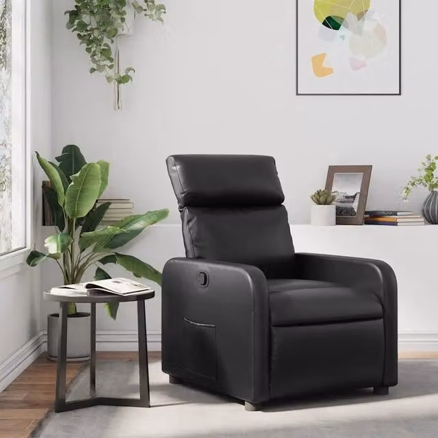 Poltrona Reclinabile Relax vidaXL in Similpelle Nera con Braccioli e Funzione Auto-Return – 1