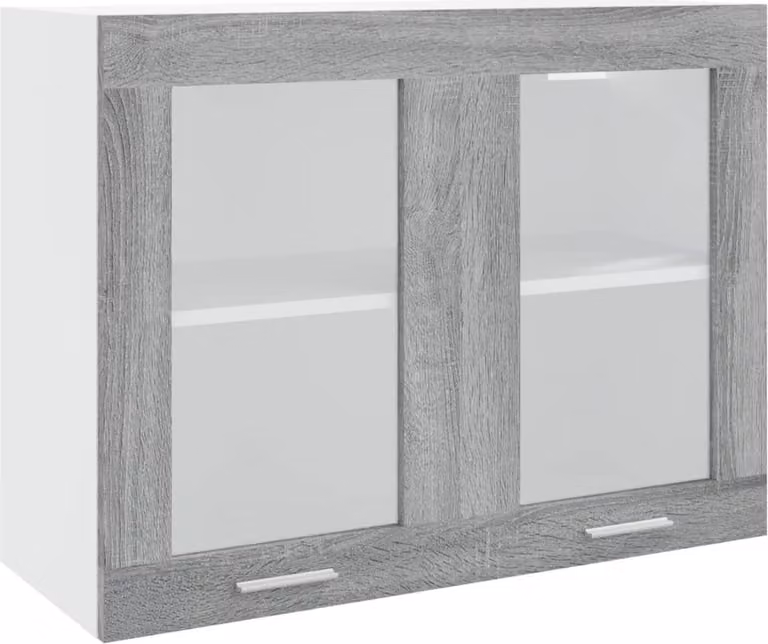 Pensile “Lyon” Grigio Sonoma 80x31x60 cm Vetro e