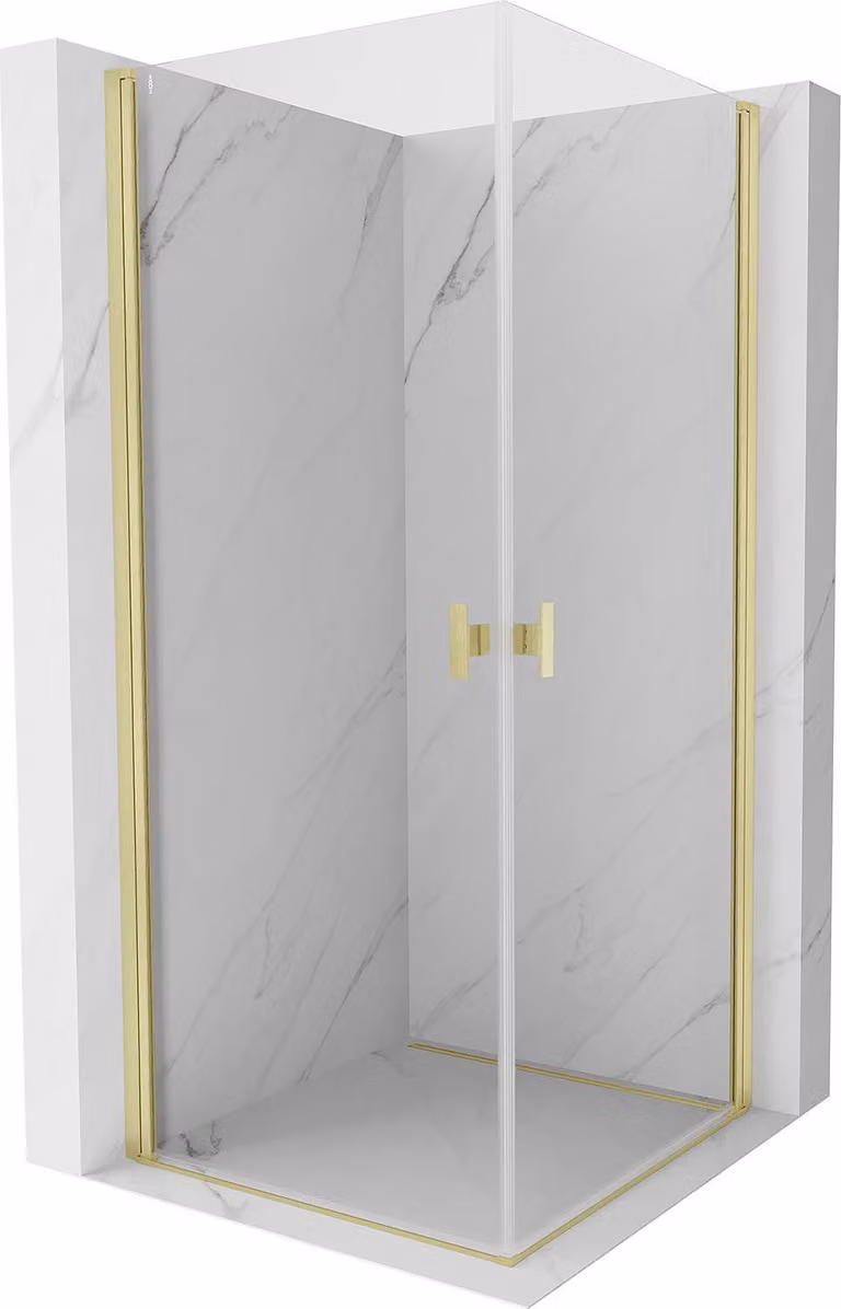 Mexen Mist-B Duo cabina doccia con porta battente 75 x 75 cm, trasparente, oro spazzolato - 8A2-075-075-55-00