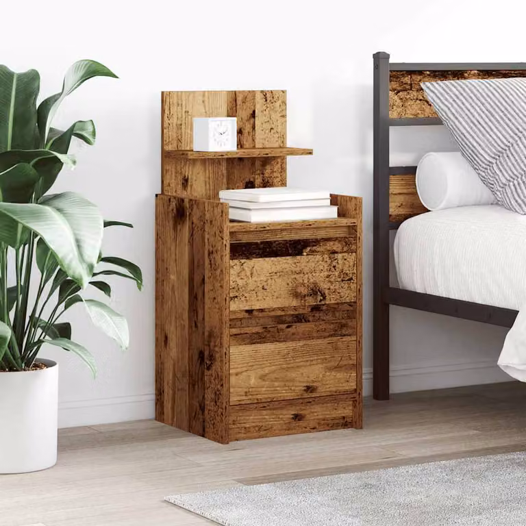 Comodino vidaXL con 2 Cassetti in Legno Marrone Antico L: 38 cm, P: 34 cm, H: 80 cm