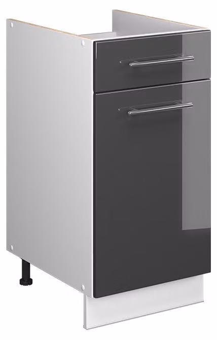 Mobile base per lavello/piano cottura Vicco Fame-Line Antracite lucido/Bianco 40 cm senza piano di lavoro, Model 60898