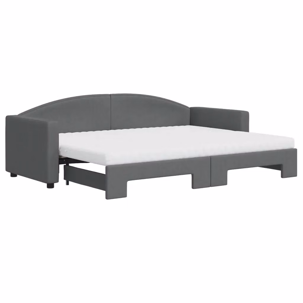 Divano Letto Estraibile vidaXL Grigio con Cassetto, Rivestimento in Tessuto e Imbottitura in Schiuma, L: 223 cm, P: 75 cm, H: 90 cm, Materasso 80x200 cm – 2