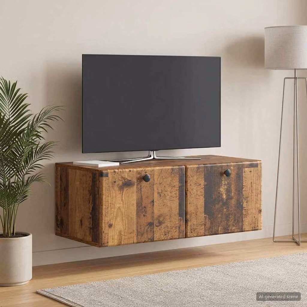 vidaXL Mobile Porta TV da Muro Moderno in Legno Marrone, L 78,5 cm x P 41 cm x H 30 cm