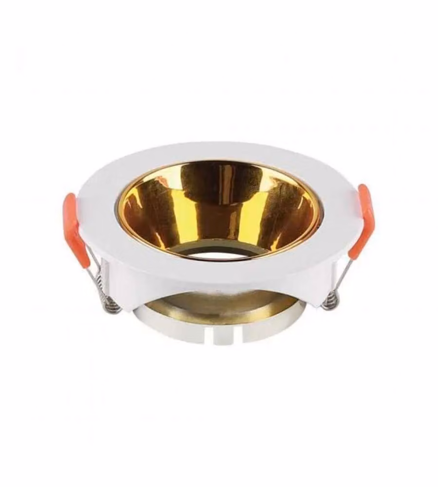 Portafaretto LED da Incasso Rotondo GU10 Corpo Bianco Riflettore Oro