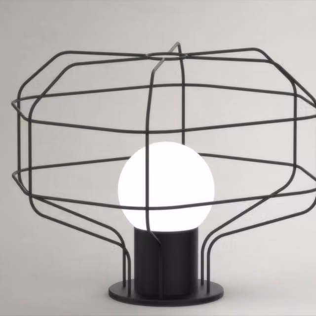 Lampada da tavolo Wire MILOOX in metallo nero e vetro bianco con attacco E27 dimmabile