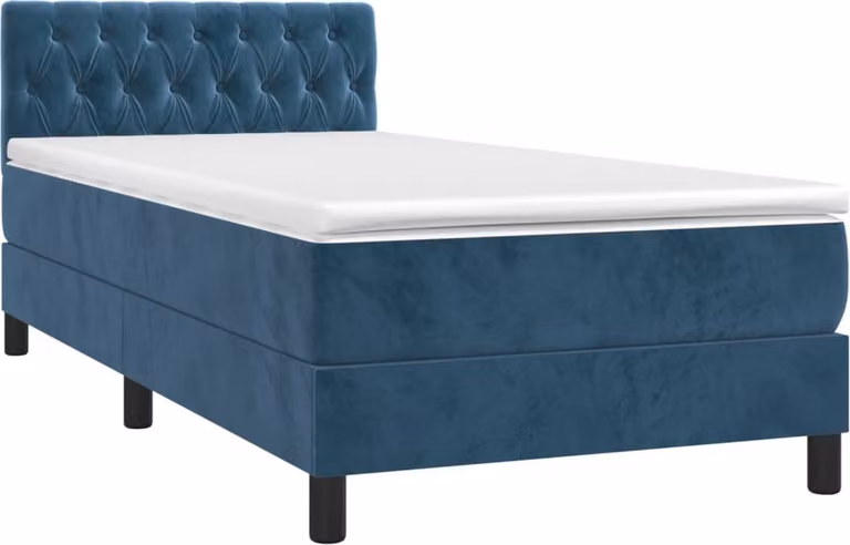 Giroletto a Molle con Materasso Blu Scuro 90x200 cm in Velluto