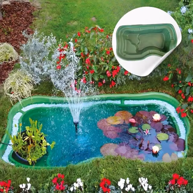 Laghetto da giardino maggiore polietilene verde interrare 235x140x60 litri 1000