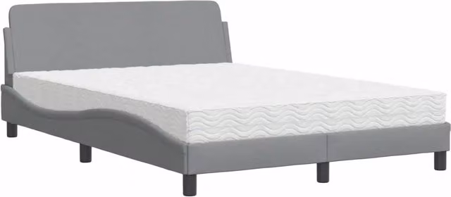 Letto matrimoniale | Letto per adulti | Letto con Materasso Dover Grigio Chiaro 140x190cm Tessuto