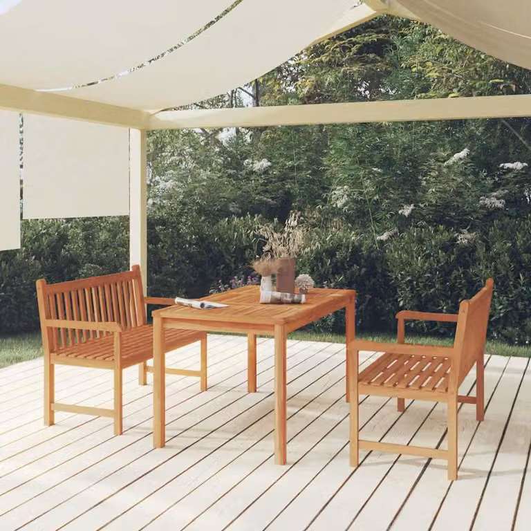 Set da Pranzo per Giardino vidaXL in Legno di Teak Marrone, 3 Pezzi Moderni e Resistenti alle Intemperie