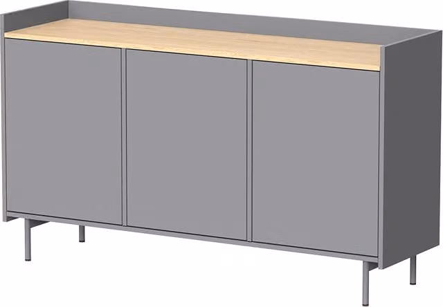 Credenza Velina Grigio 140 x 82 cm con 6 scomparti Vicco