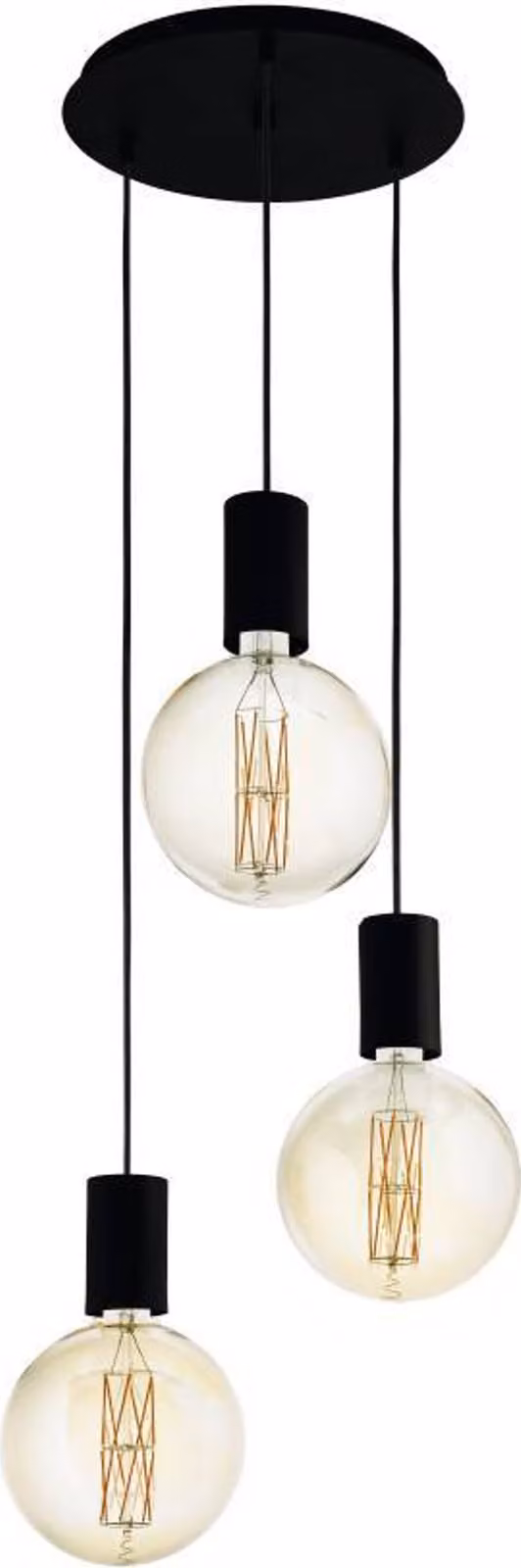 Lampadario A Sospensione Contemporaneo Pozueta Acciaio Nero 3 Luci E27 D33