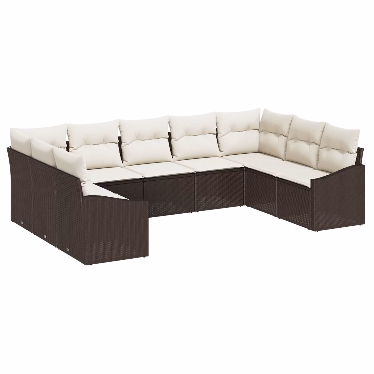Set Divano da Giardino Moderno vidaXL in Polyrattan con Cuscini Marrone e Beige – 1